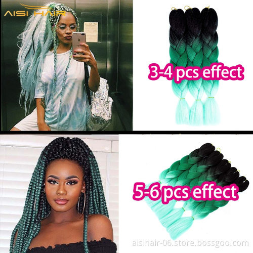 Aisi Hair Wholesale Braided Asap Attachment Africa 48 Inch Jumbo Braids Crochet Ombre Synthetic Braiding Hair Extensions